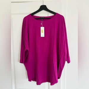 NEW Eileen Fisher boat-neck blouse in a magenta size XL NWT